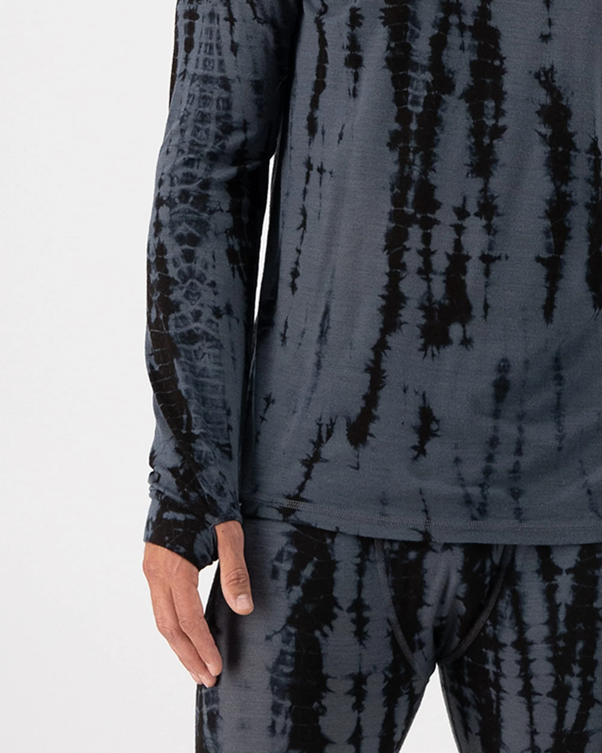 Cascade Merino Base Layer Long Sleeve - Grey Tie Dye - Image 3