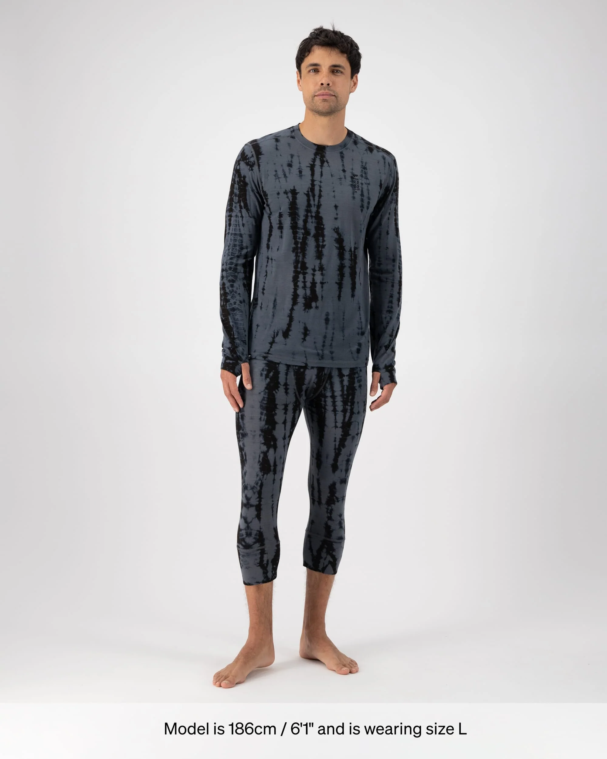 Cascade Merino Base Layer Long Sleeve - Grey Tie Dye - Image 4