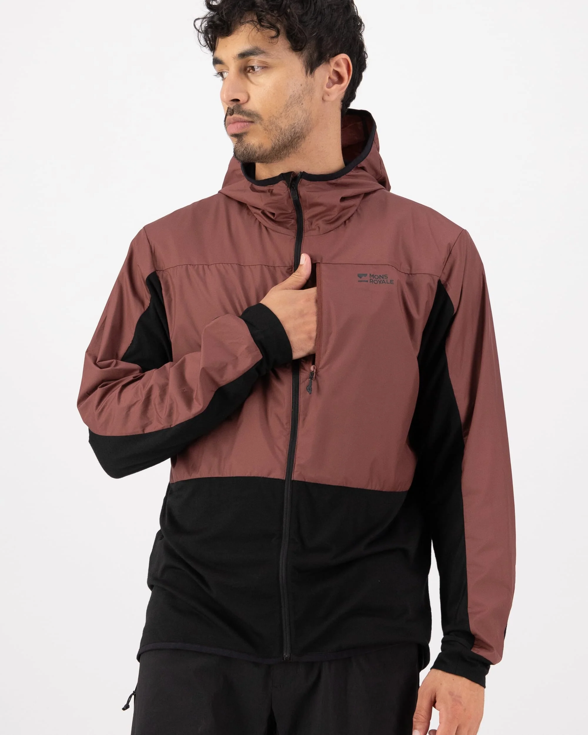 Diversion Merino Wind Jacket - Coffee / Black | Men's Jacket - Image 3
