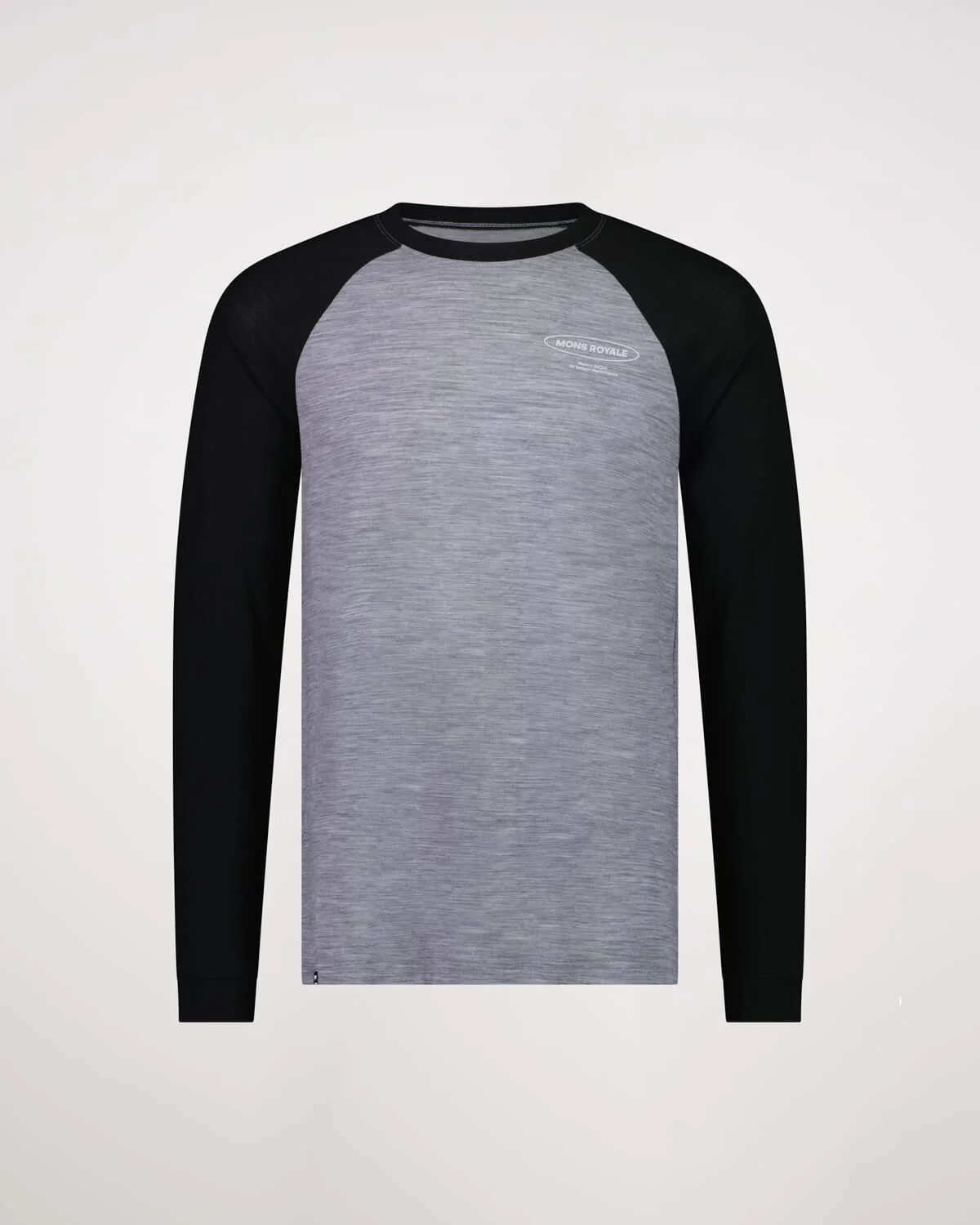 Icon Merino Raglan Long Sleeve - Grey Heather / Black | Men's Long Sleeve Top - Image 4
