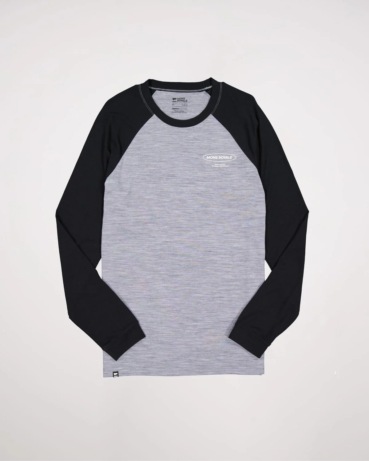Icon Merino Raglan Long Sleeve - Grey Heather / Black | Men's Long Sleeve Top - Image 6