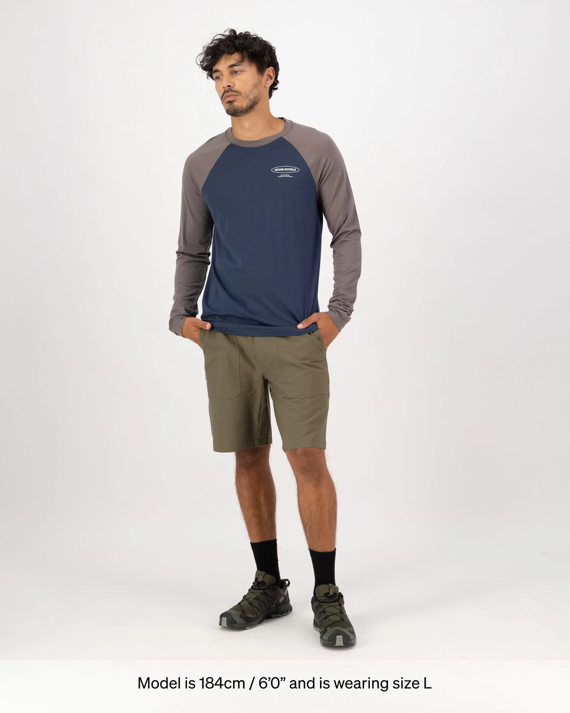 Icon Merino Raglan Long Sleeve - Midnight / Iron - Image 3