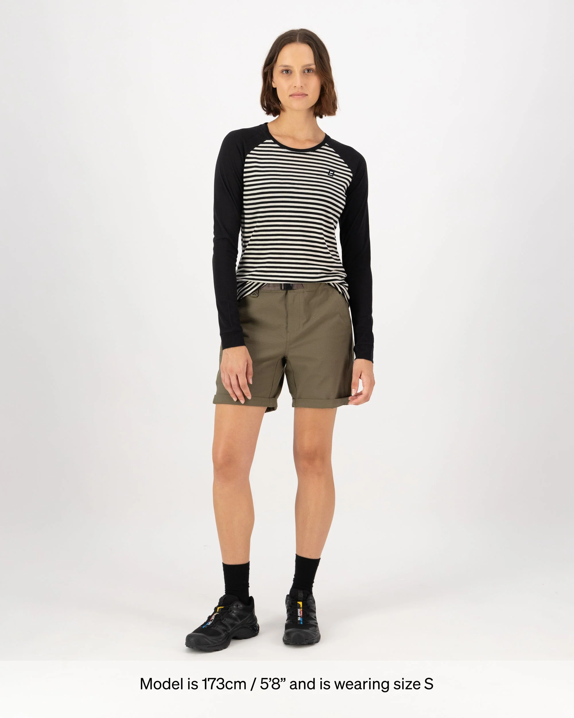 Icon Merino Raglan Long Sleeve - Stripe / Black | Women's Long Sleeve Top - Image 3