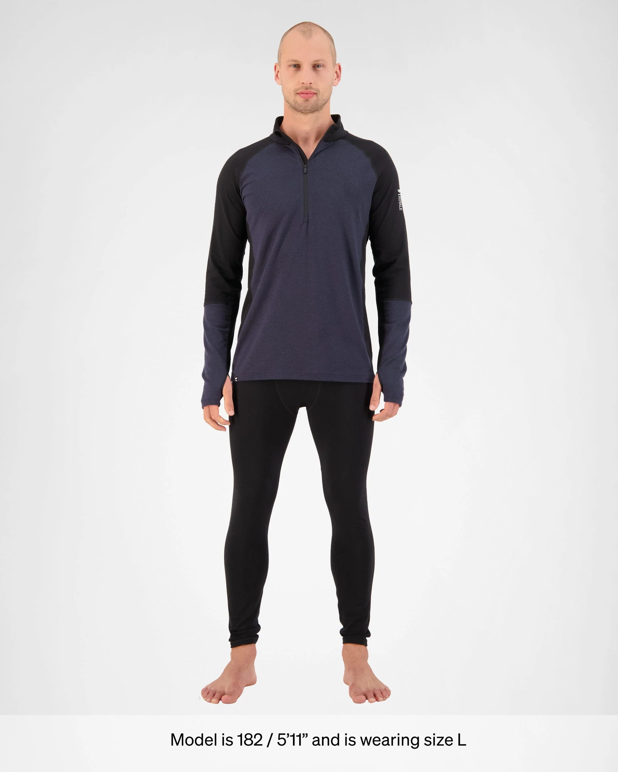 Olympus Merino Base Layer 1/2 Zip Long Sleeve - Black / 9 Iron | Men's Long Sleeve Top - Image 3