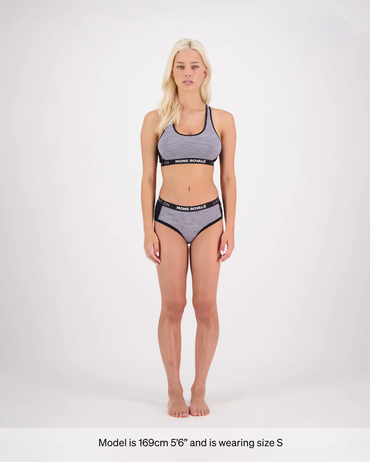 Sierra Merino Sports Bra - Grey Heather / Black | Women's Underwear - Image 3