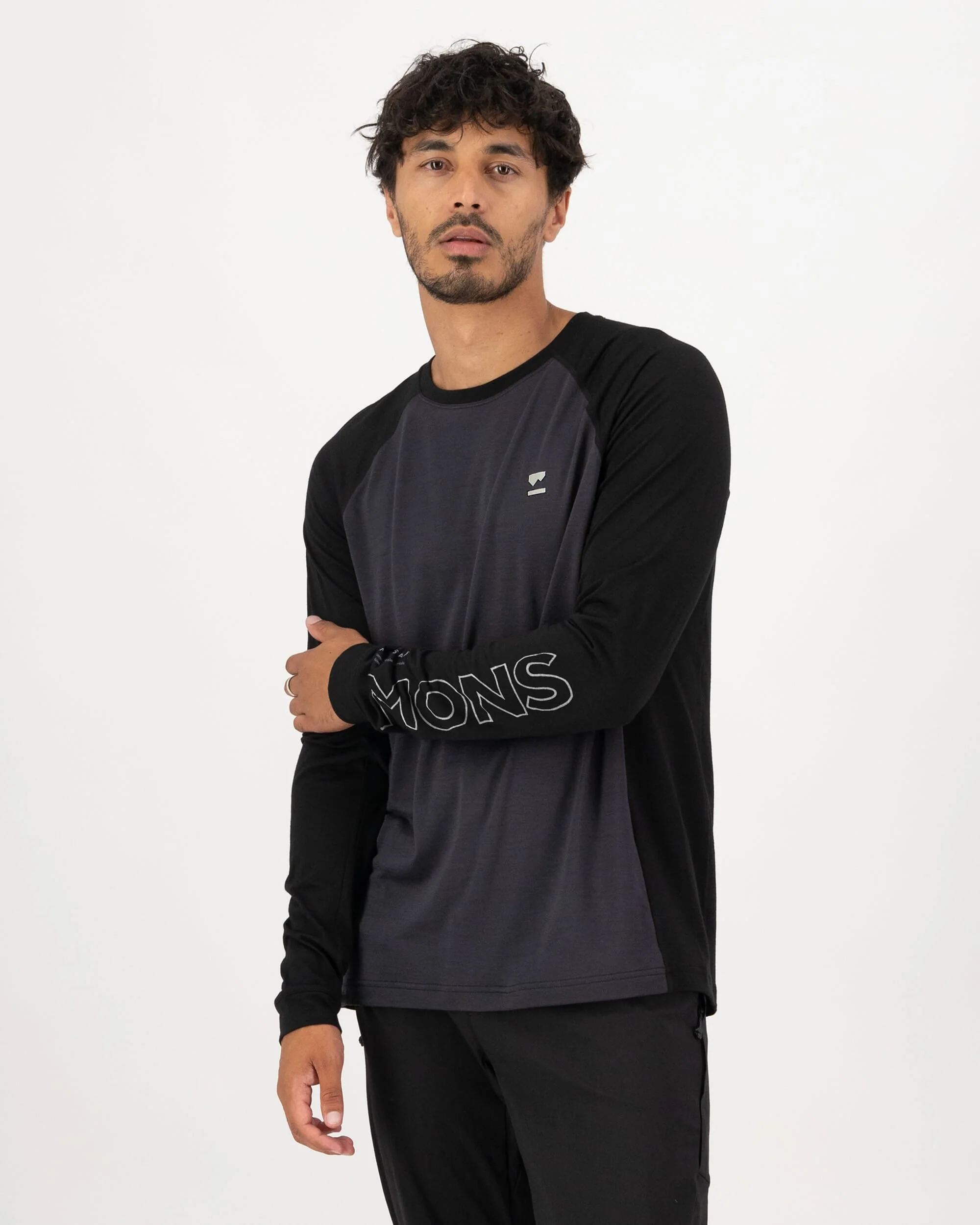 Tarn Merino Long Sleeve - 9 Iron / Black | Men's Long Sleeve Top - Image 3