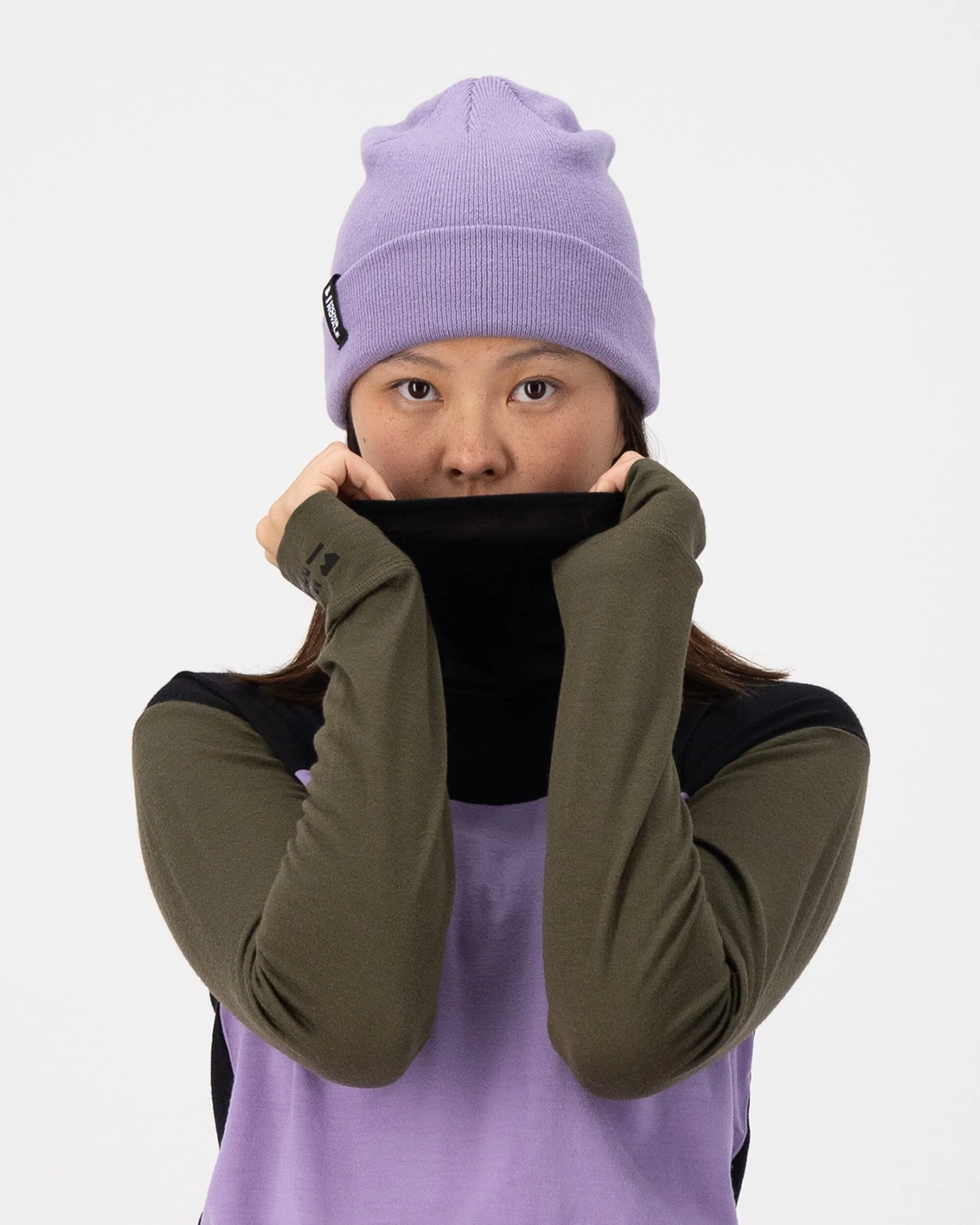 Yotei Merino High Neck Long Sleeve - Lupin / Dark Olive / Black - Image 3