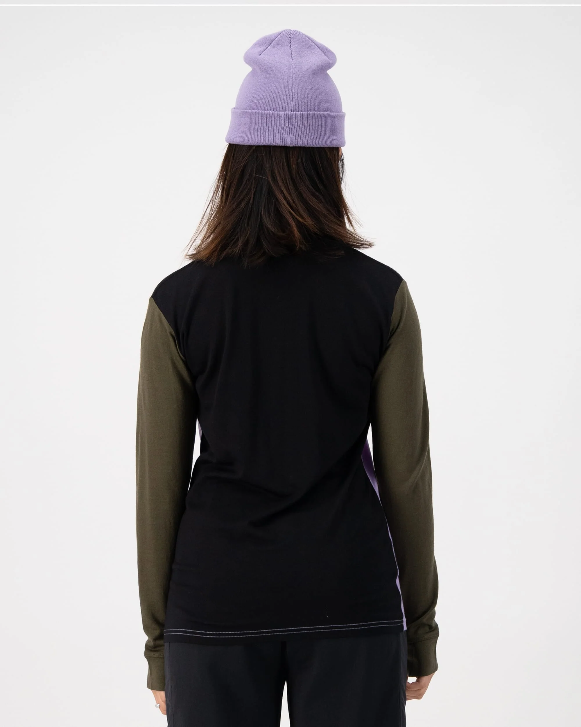 Yotei Merino High Neck Long Sleeve - Lupin / Dark Olive / Black - Image 4