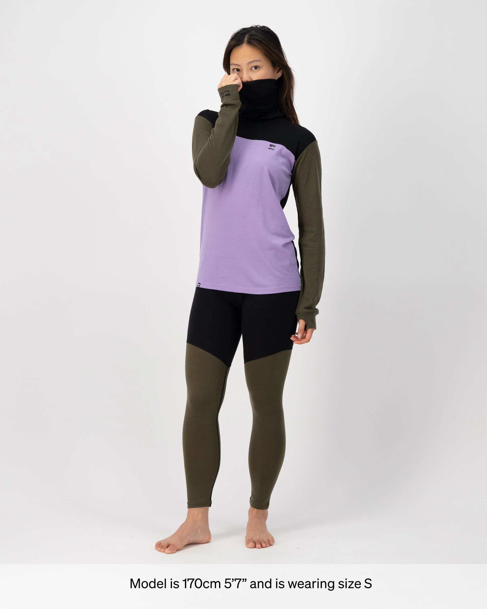 Yotei Merino High Neck Long Sleeve - Lupin / Dark Olive / Black - Image 5