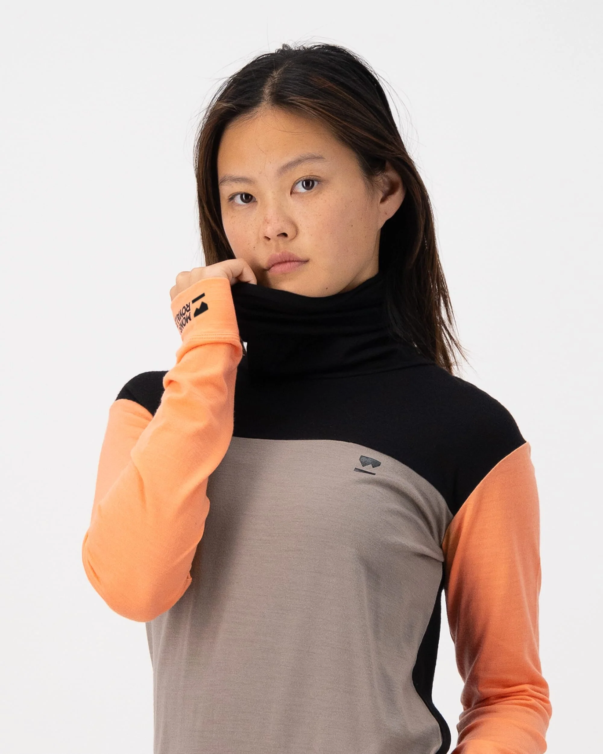 Yotei Merino High Neck Long Sleeve - Punch / Cinder / Black - Image 3