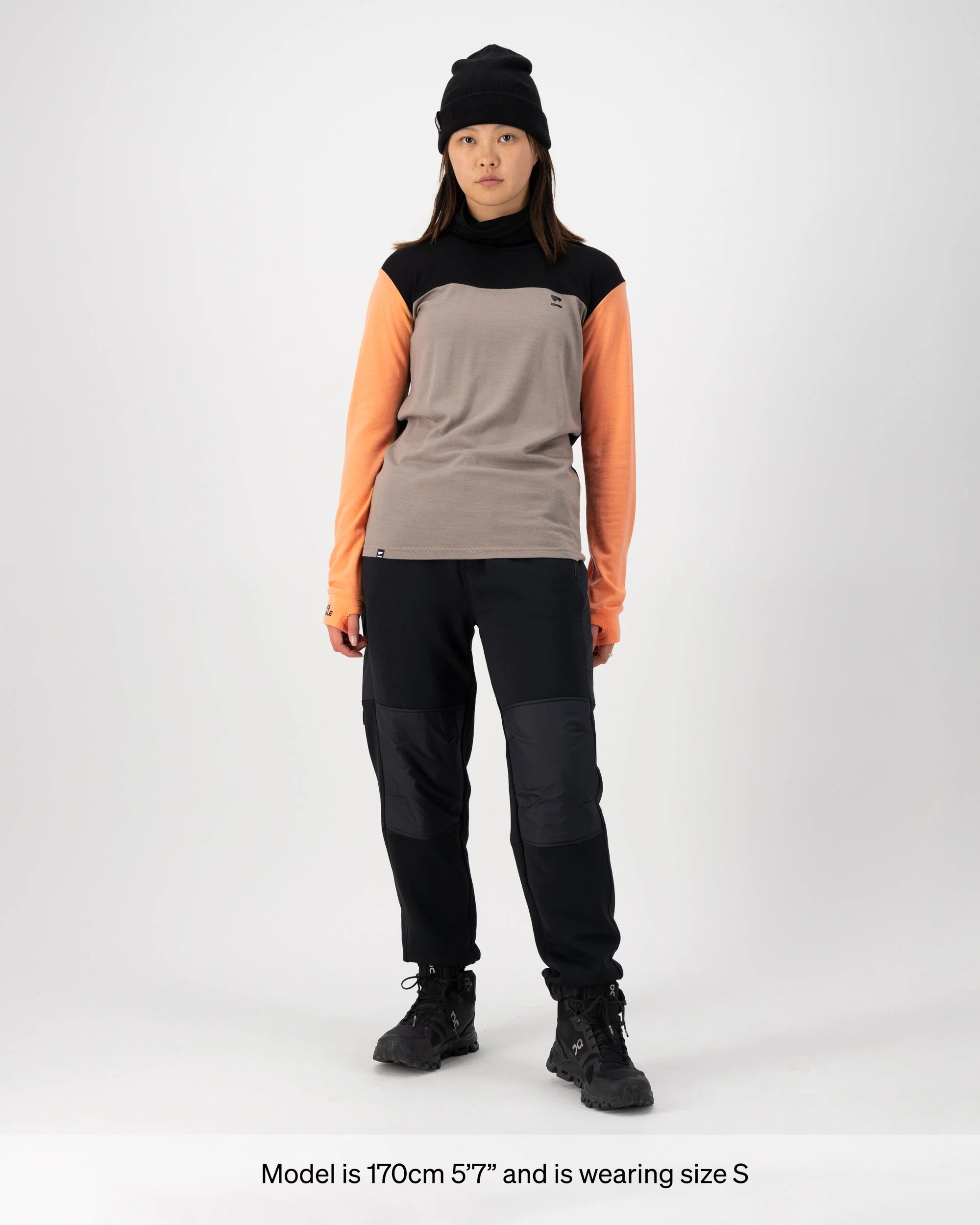 Yotei Merino High Neck Long Sleeve - Punch / Cinder / Black - Image 5