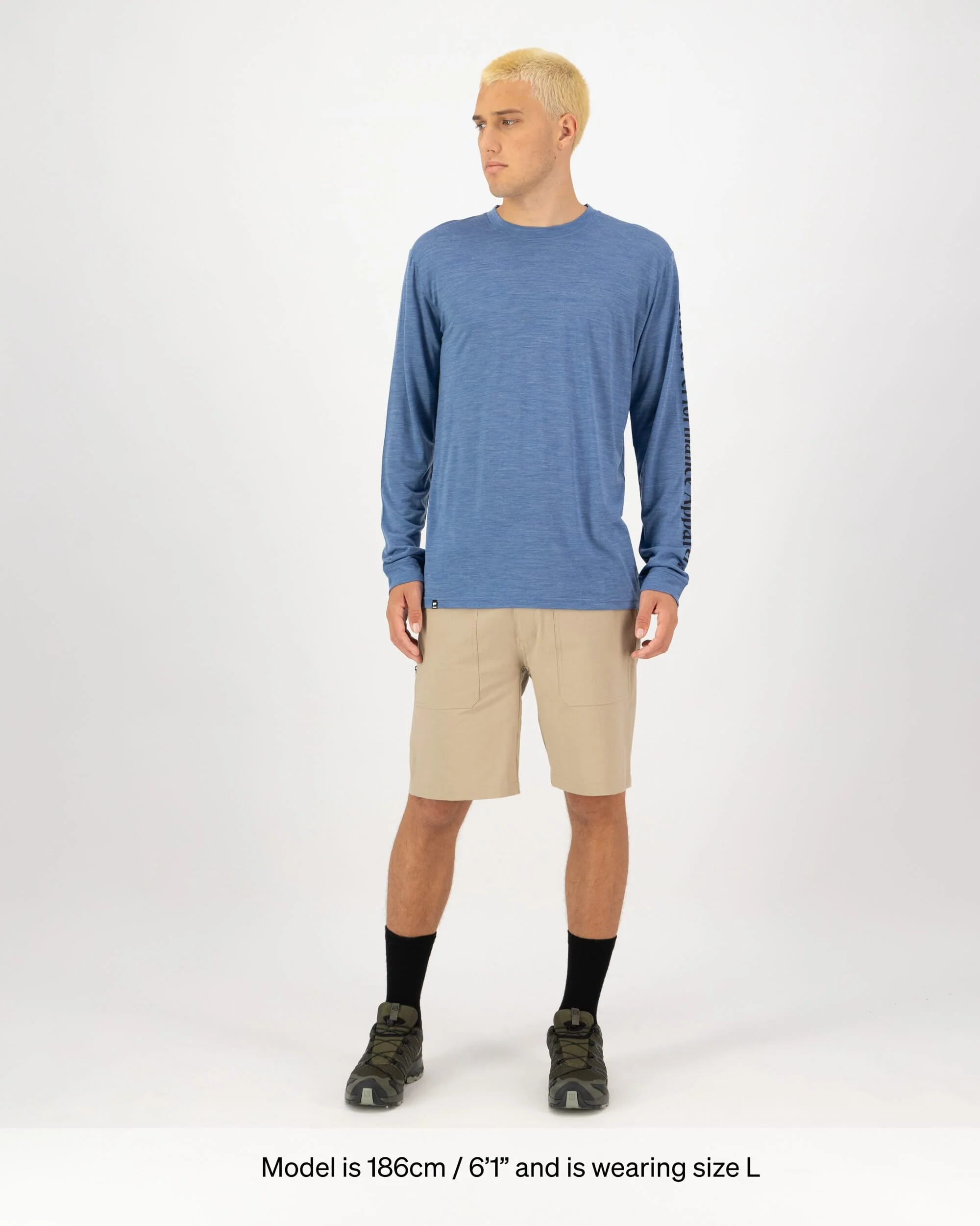 Zephyr Merino Tencel™ Long Sleeve - Steel Blue | Men's Long Sleeve Top - Image 4